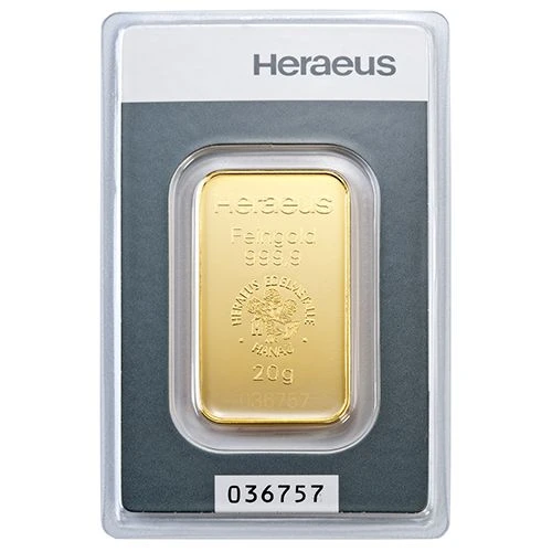 20 gram Gold Heraeus Bar