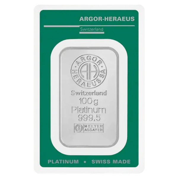 100 gram Platinum Bar - Argor-Heraeus