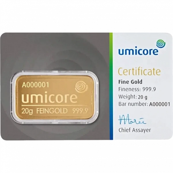 20g Gold Bar Umicore